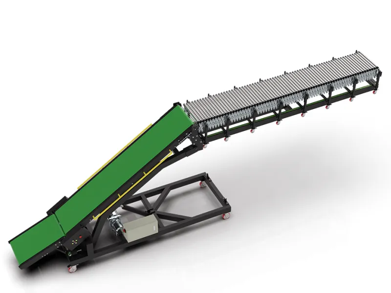 Truck Unloading Conveyor System with Flexible Roller Conveyor